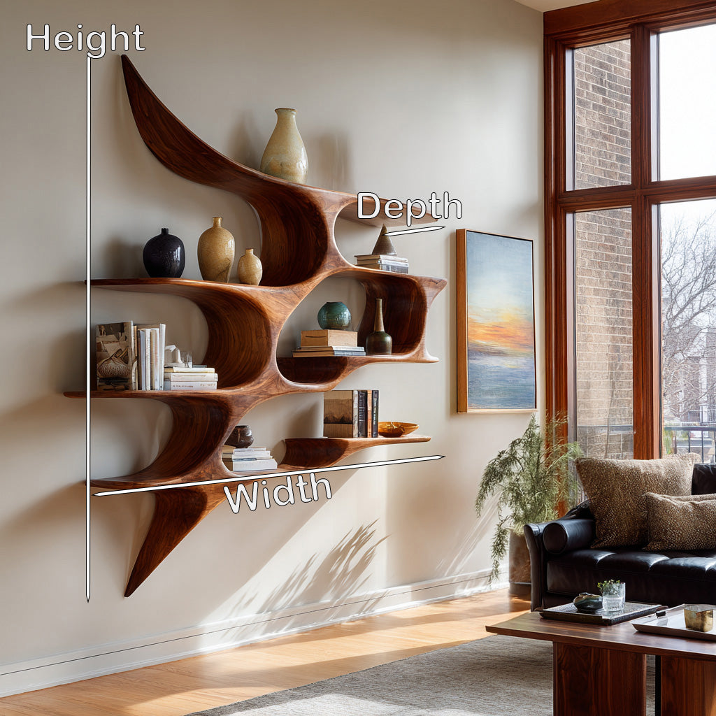 Artistic Wooden Wall Shelf For Living Room Decor