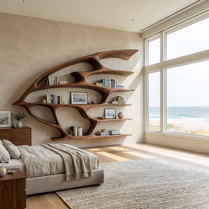 Artistic Wooden Wall Bookshelf For Living Room Decor