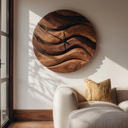 Artistic Minimal Wooden Wall Clock For Living Room Decor