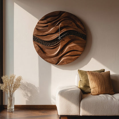 Organic Wooden Wall Clock For Living Room Decor
