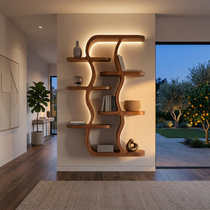 Contemporary Wooden Wall Mounted Shelf For Apartment Living Room
