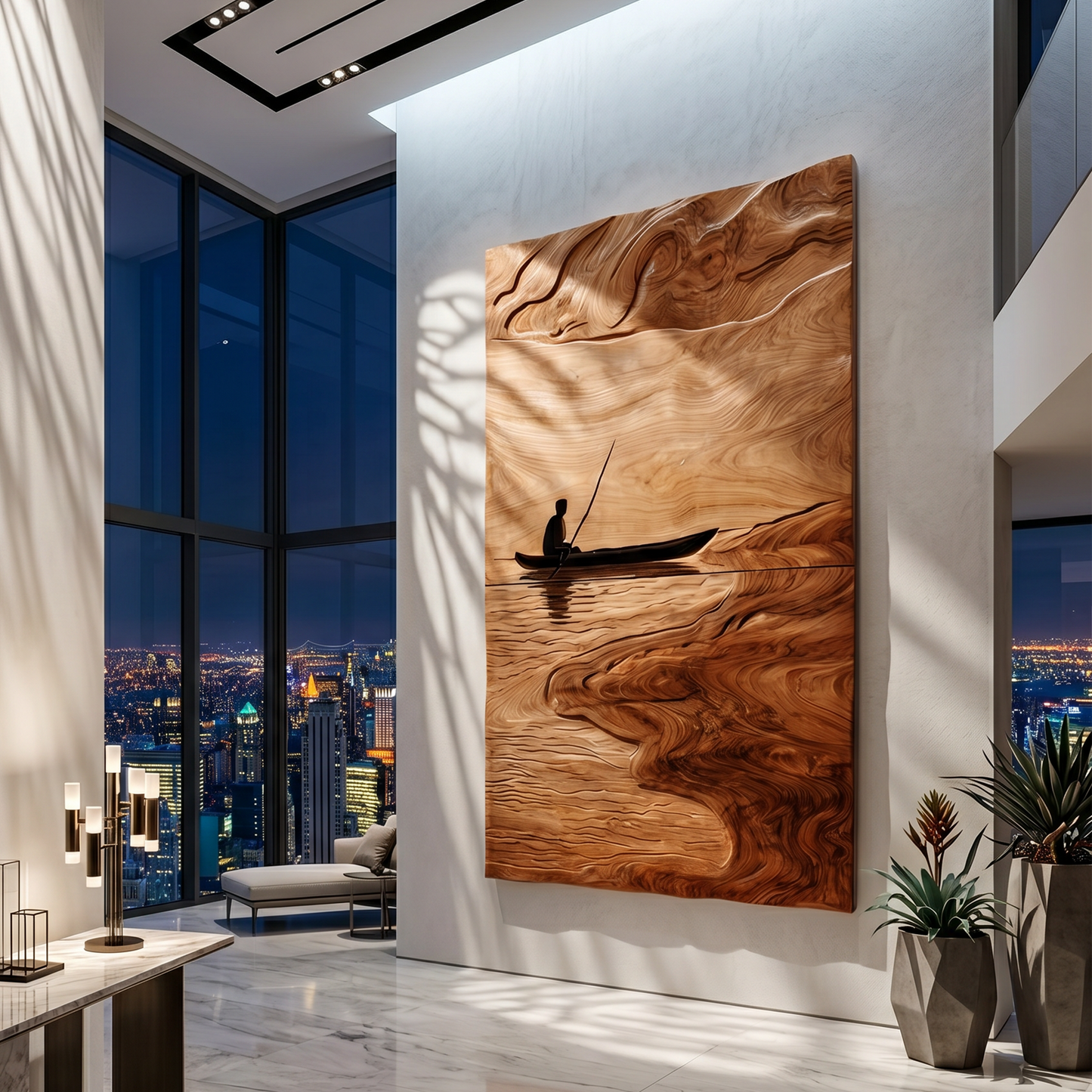Contemporary Lake Wood Wall Art For Modern Rustic Living Room Decor