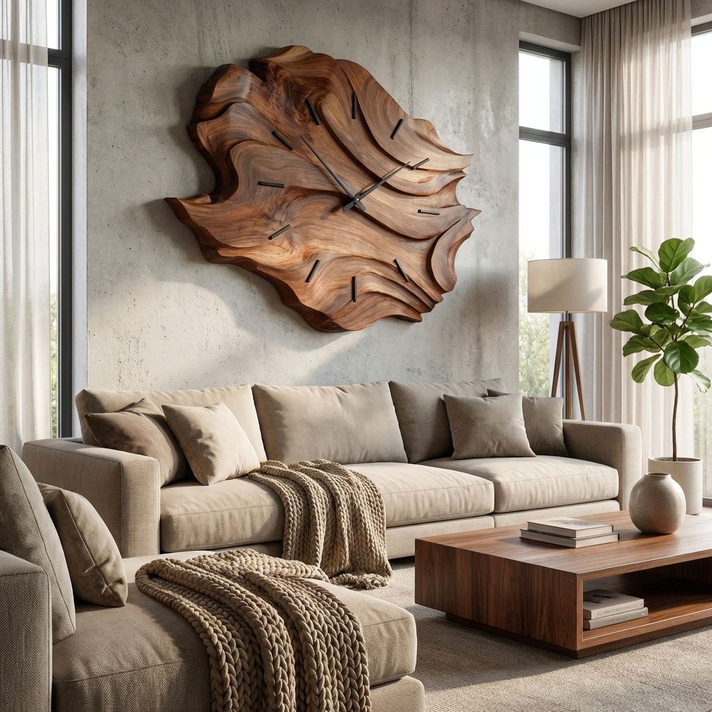 Handcrafted Wooden Wall Clock For Cozy Bedroom Interior