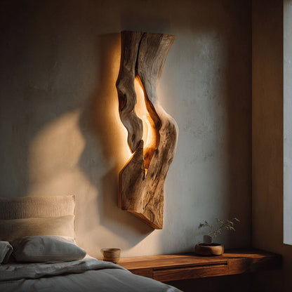 Rustic Wooden Wall Lamp For Bedroom Accent