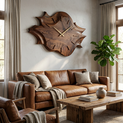 Artistic Wooden Wall Clock For Modern Apartment Living Room