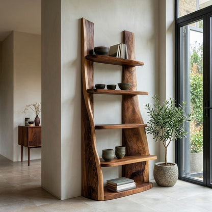 Mid Century Wooden Bookshelf For Apartment Living Room