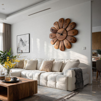 Handcrafted Wooden Wall Clock For Modern Living Room Decor