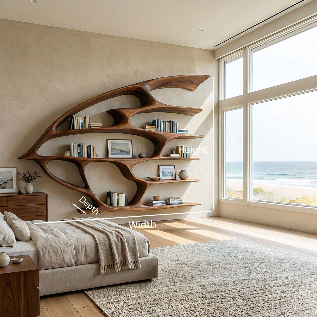 Artistic Wooden Wall Bookshelf For Living Room Decor