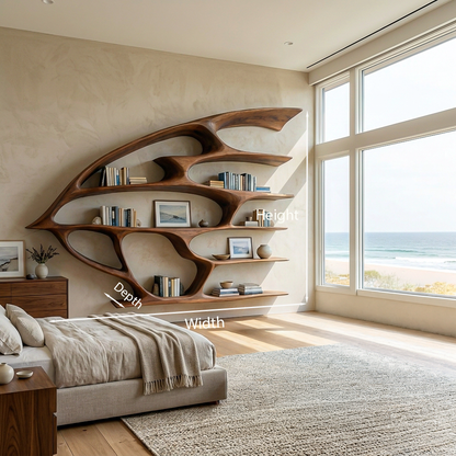 Artistic Wooden Wall Bookshelf For Living Room Decor