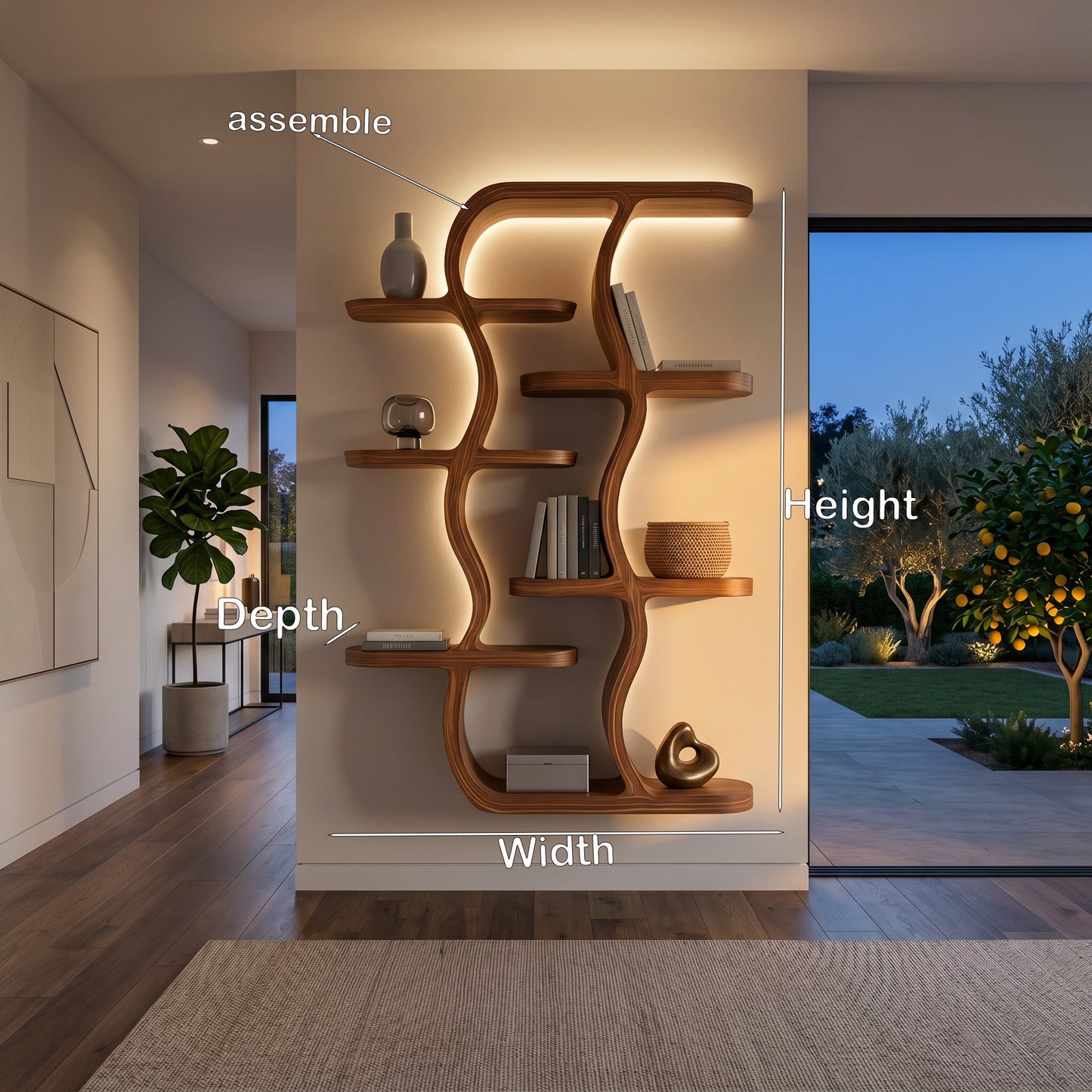 Contemporary Wooden Wall Mounted Shelf For Apartment Living Room