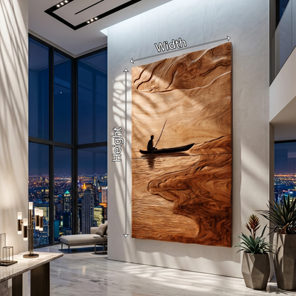 Contemporary Lake Wood Wall Art For Modern Rustic Living Room Decor