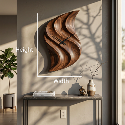 Artistic Wooden Wall Clock Hand Carved For Minimalist Bedroom