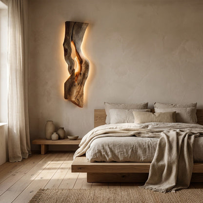 Rustic Wooden Wall Lamp For Bedroom Accent