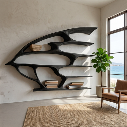 Artistic Wooden Wall Bookshelf For Living Room Decor