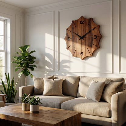 Organic Wooden Wall Clock For Designer Living Room