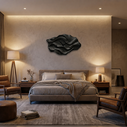 Artistic Wooden Wall Clock Wavy Design For Living Interior