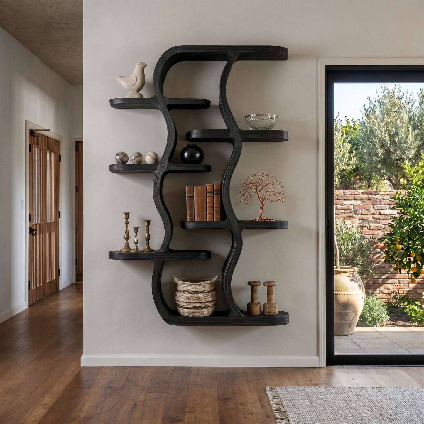 Contemporary Wooden Wall Mounted Shelf For Apartment Living Room