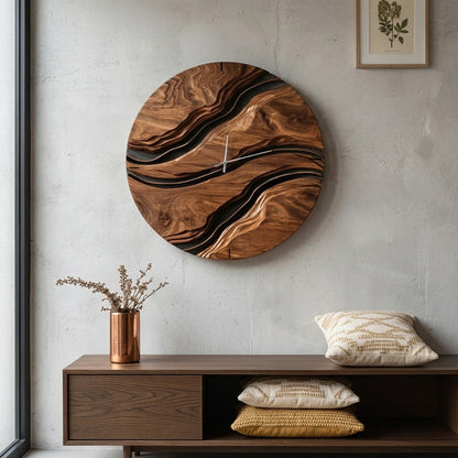 Minimalist Artistic Wooden Wall Clock For Living Room Design