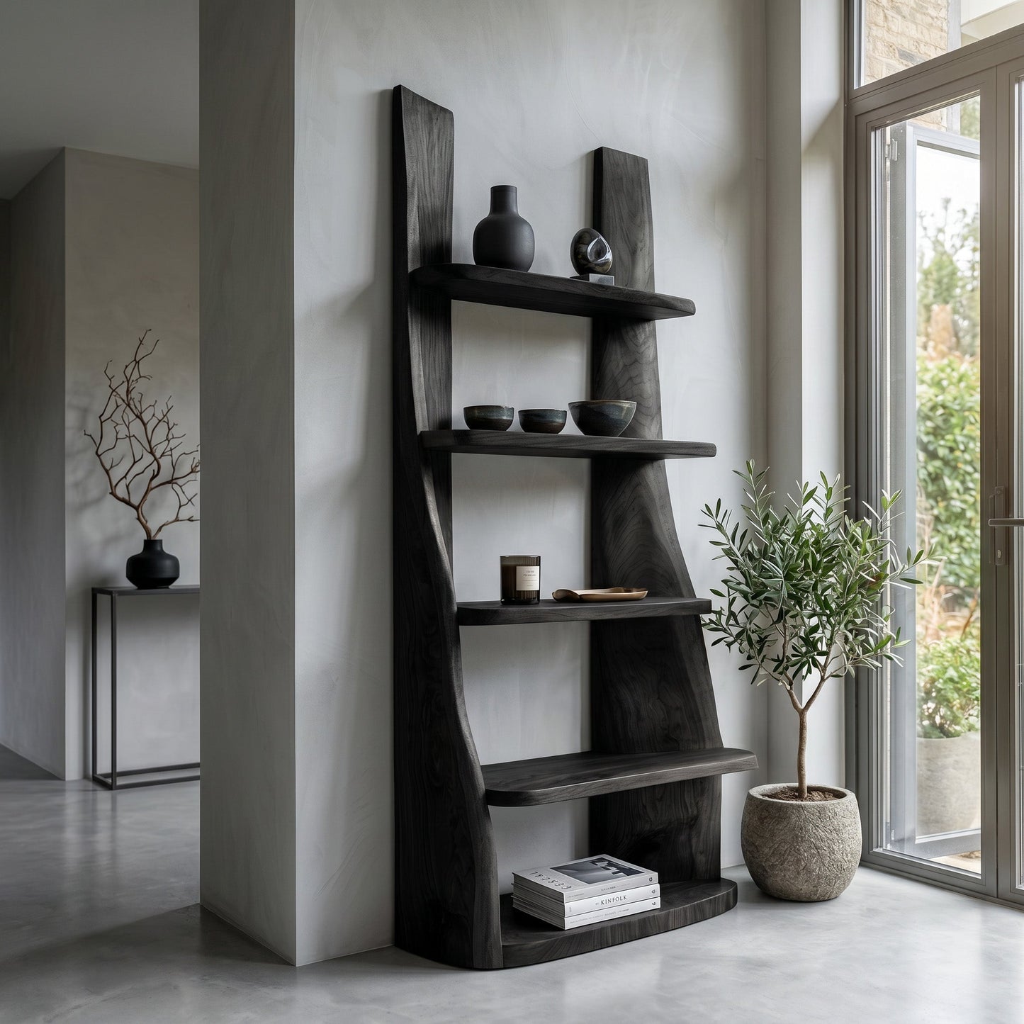 Mid Century Wooden Bookshelf For Apartment Living Room