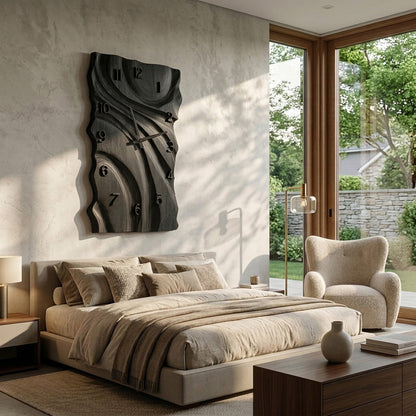 Rustic Wooden Wall Clock With Carved Design For Home