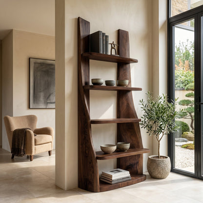 Mid Century Wooden Bookshelf For Apartment Living Room