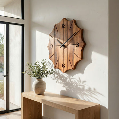 Organic Wooden Wall Clock For Designer Living Room