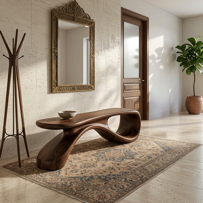 Artistic Wooden Bench For Modern Entryway Interior Decor