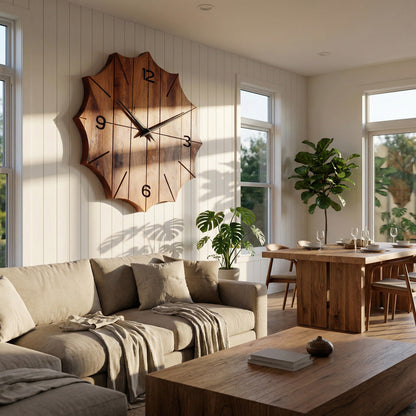 Organic Wooden Wall Clock For Designer Living Room