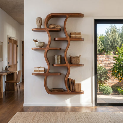Contemporary Wooden Wall Mounted Shelf For Apartment Living Room