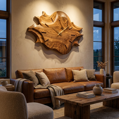 Artistic Wooden Wall Clock For Modern Apartment Living Room