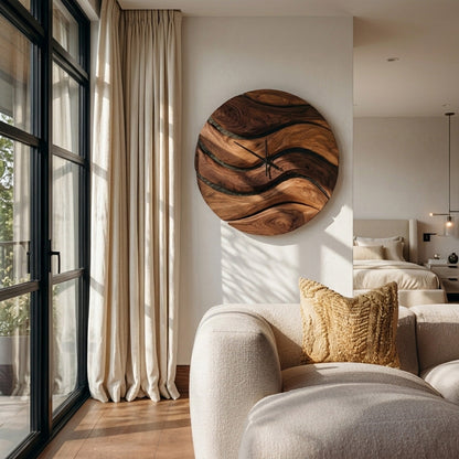 Artistic Minimal Wooden Wall Clock For Living Room Decor