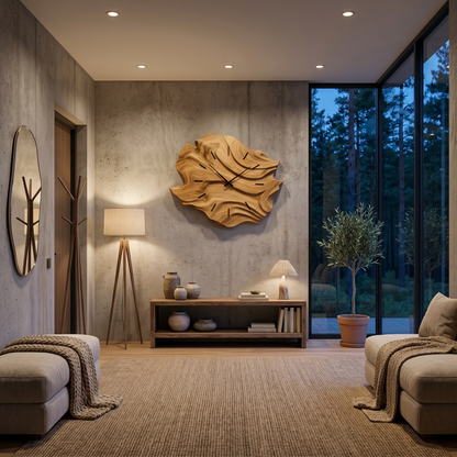 Handcrafted Wooden Wall Clock For Cozy Bedroom Interior