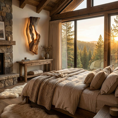 Rustic Wooden Wall Lamp For Bedroom Accent