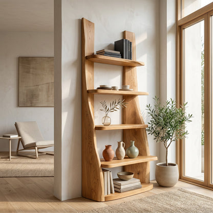 Mid Century Wooden Bookshelf For Apartment Living Room