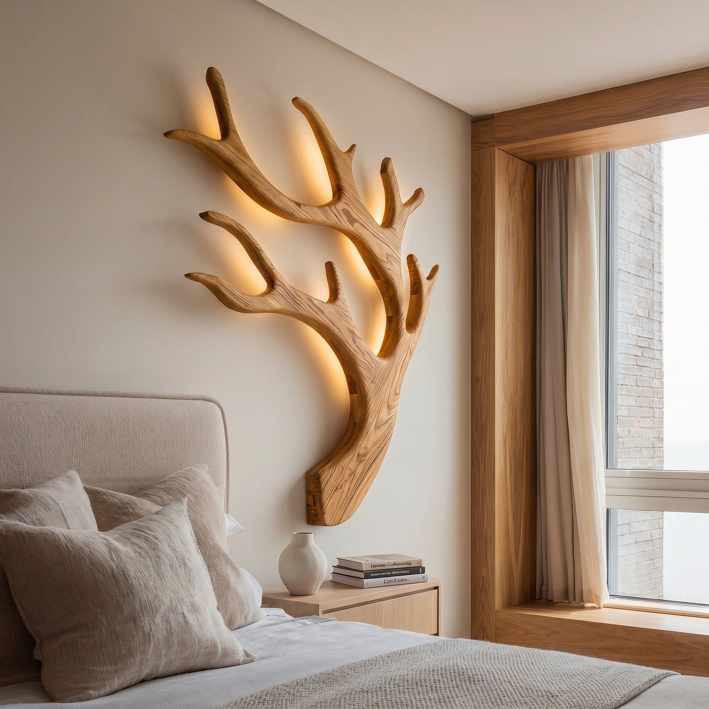 Artistic Wooden Wall Light For Quiet Luxury Interior