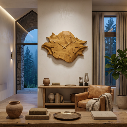 Artistic Wooden Wall Clock For Modern Apartment Living Room
