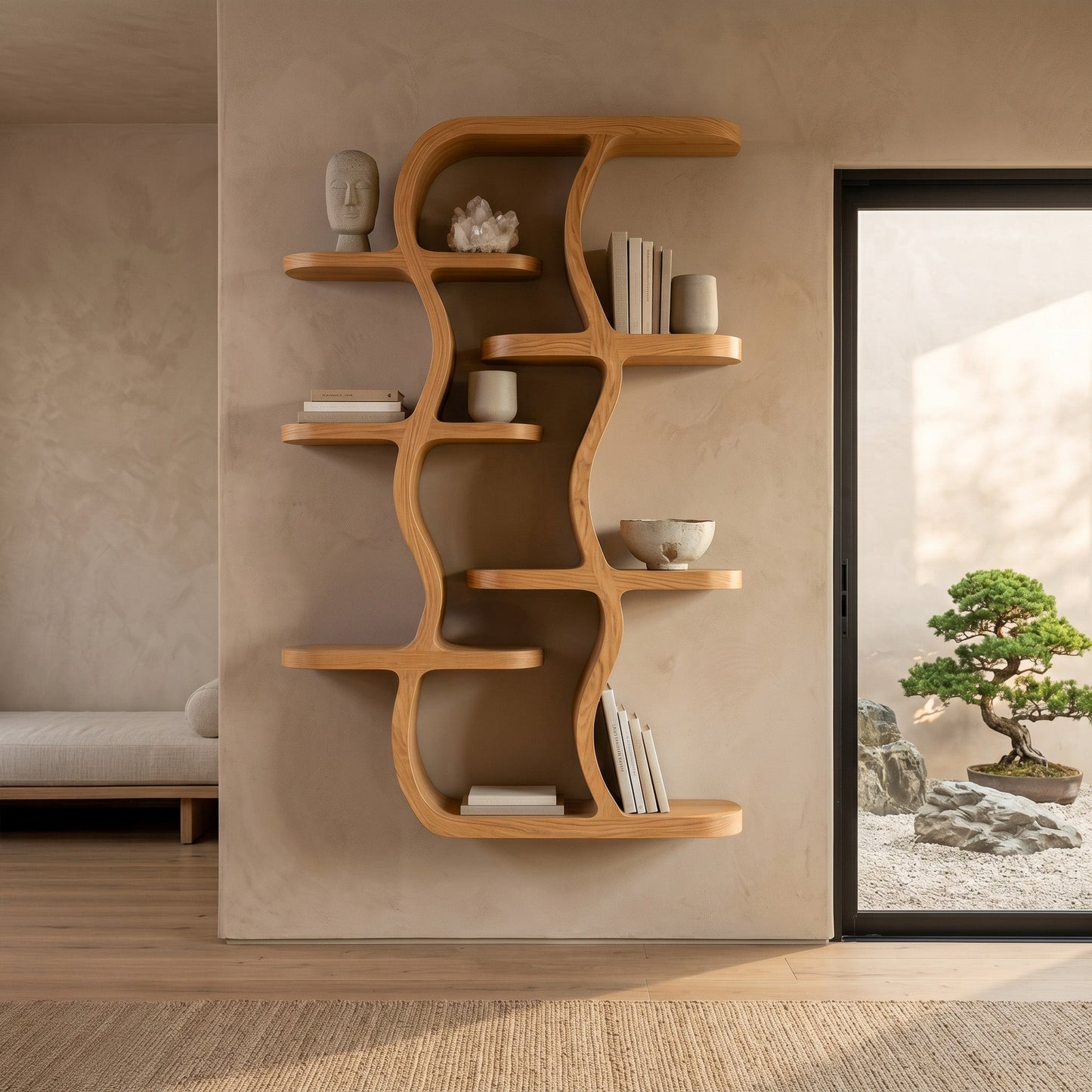 Contemporary Wooden Wall Mounted Shelf For Apartment Living Room