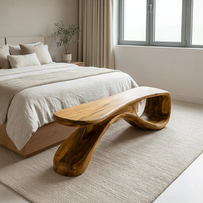 Artistic Wooden Bench For Modern Entryway Interior Decor