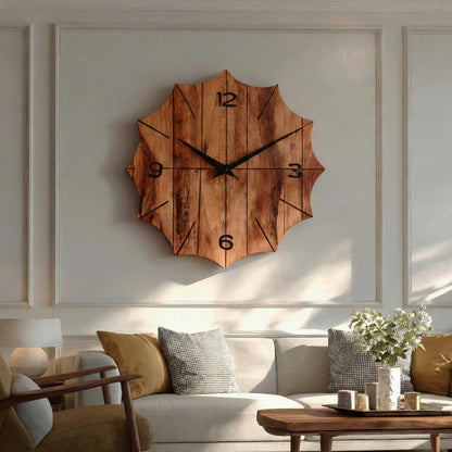 Organic Wooden Wall Clock For Designer Living Room