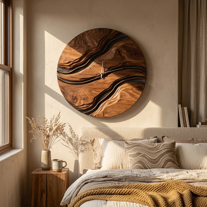 Minimalist Artistic Wooden Wall Clock For Living Room Design