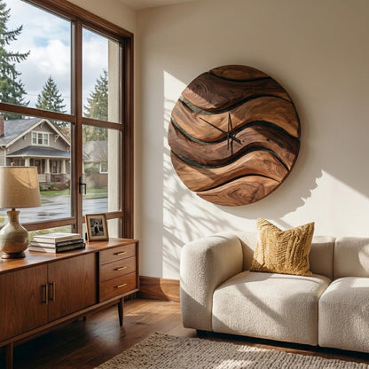 Artistic Minimal Wooden Wall Clock For Living Room Decor