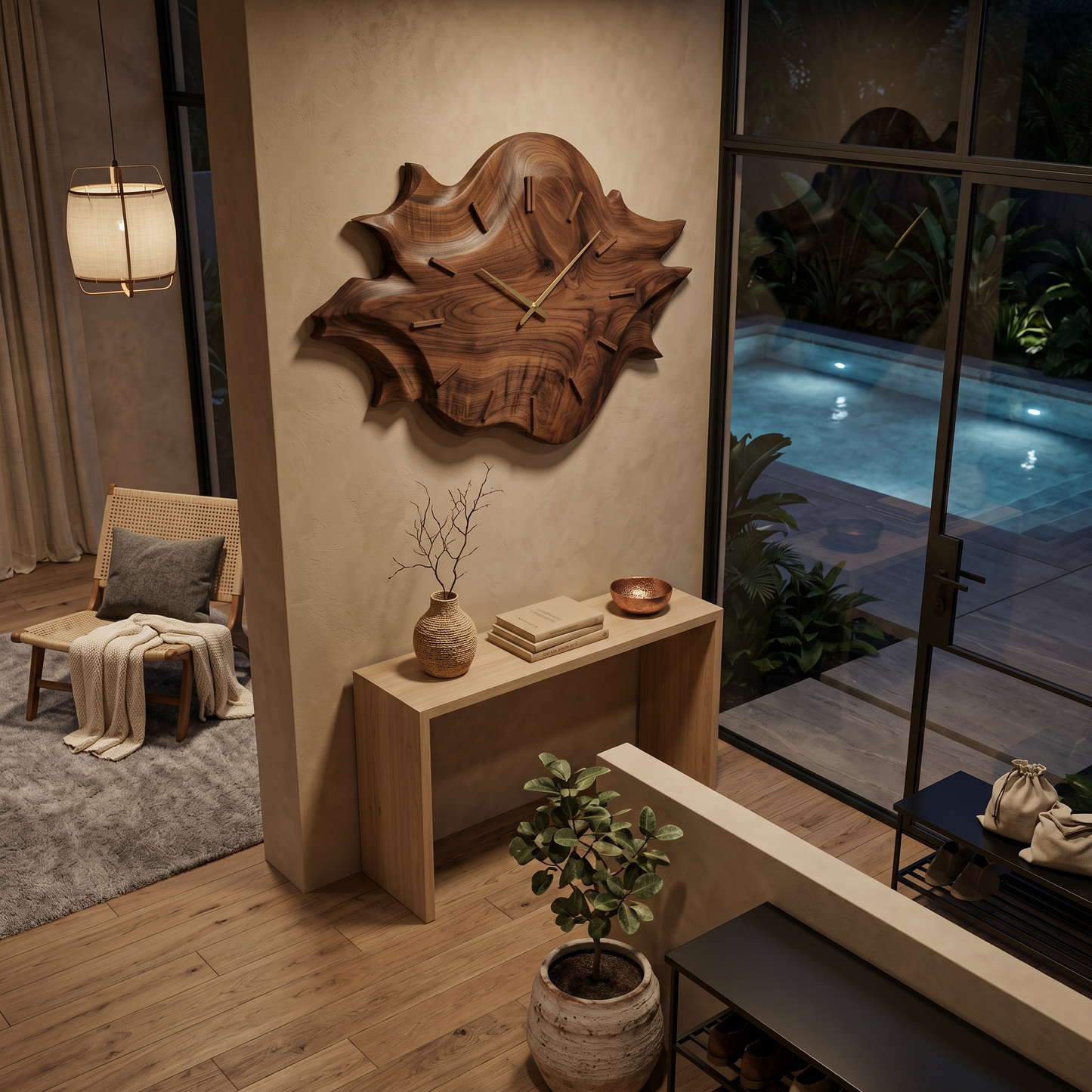 Artistic Wooden Wall Clock For Modern Apartment Living Room