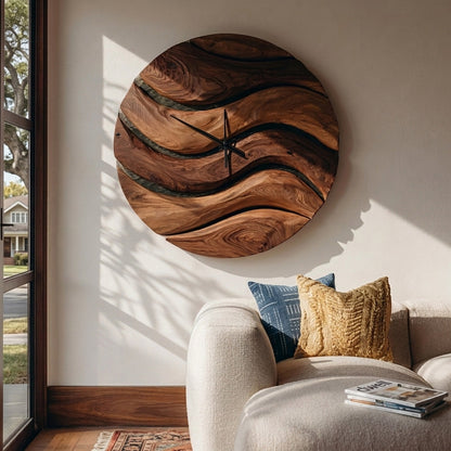 Artistic Minimal Wooden Wall Clock For Living Room Decor