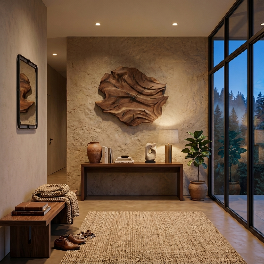 Handcrafted Wooden Wall Clock For Cozy Bedroom Interior