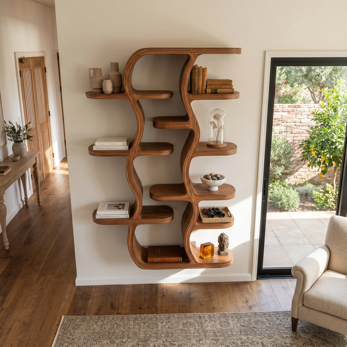 Contemporary Wooden Wall Mounted Shelf For Apartment Living Room