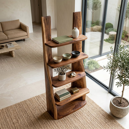 Mid Century Wooden Bookshelf For Apartment Living Room
